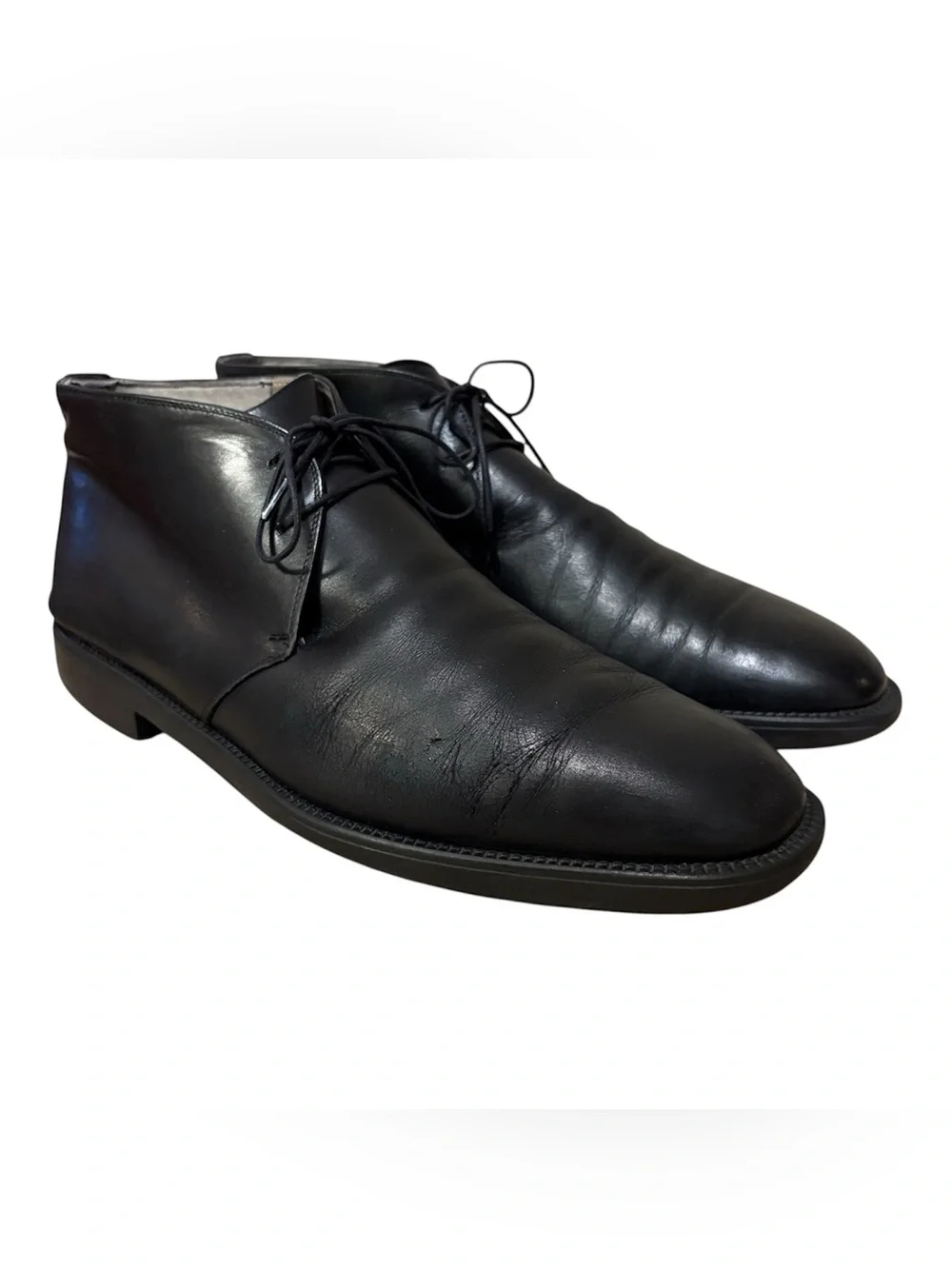Salvatore Ferragamo Men's Black Leather Chukka Boots Size 11?
